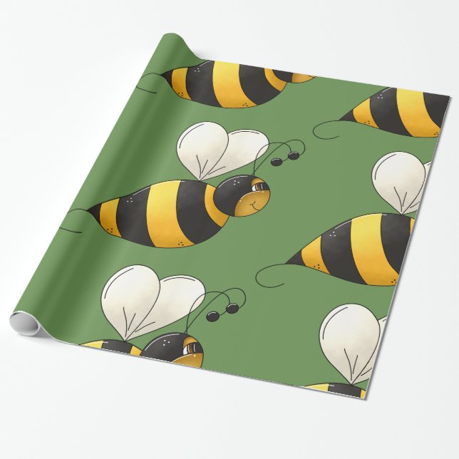 Papel De Regalo Abejorro Alado Rollizo (Desenrollado)