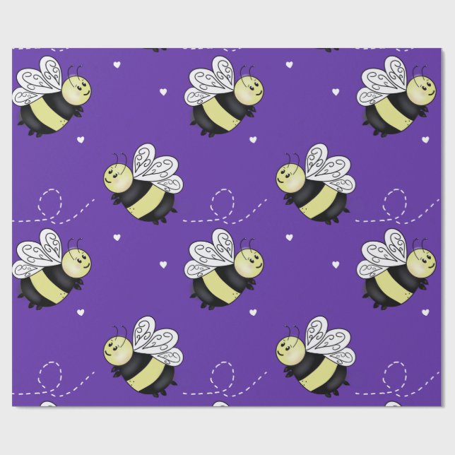 Papel de Regalo Abejorro Morado (Superficie plana)