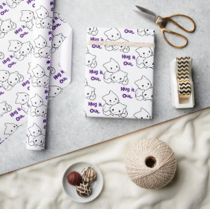 Papel De Regalo Abrazo De Gatitos Personalizados, Amistad Con Gato