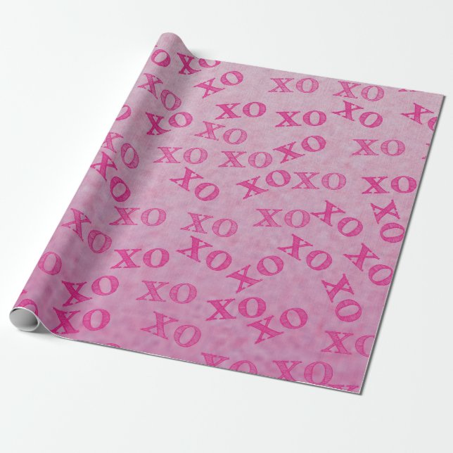 Papel De Regalo Abrazos Y Besos Rosa XO XO (Desenrollado)
