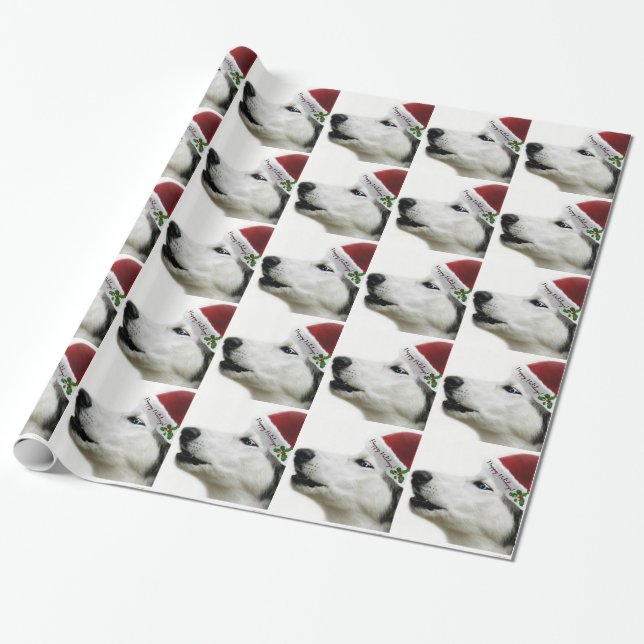Papel De Regalo Abrigo de regalo de vacaciones del husky siberiano (Desenrollado)