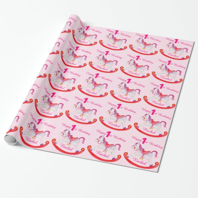 Papel De Regalo Abrigo del modelo del cumpleaños del caballo (Desenrollado)