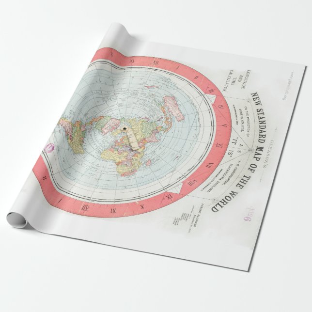 Papel De Regalo Abrigo del MUNDO de Gleason "NUEVO MAPA ESTÁNDAR" (Desenrollado)