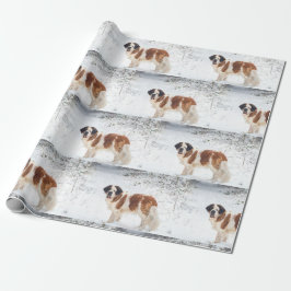 Papel De Regalo Abrigo del navidad del perro de St Bernard