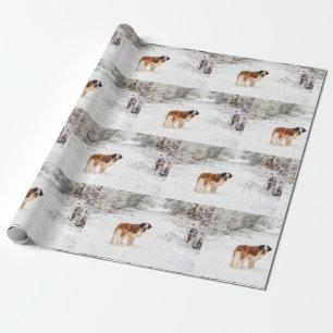 Papel De Regalo Abrigo del navidad del perro de St Bernard