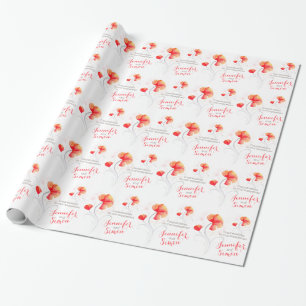 Papel De Regalo Abrigo gris anaranjado del arte del wildflower del