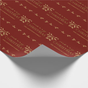 Papel De Regalo Abrigo metálico del acebo del oro de las Felices