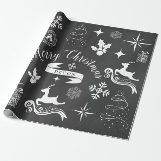 Papel De Regalo Abrigo personalizado del navidad de la pizarra del