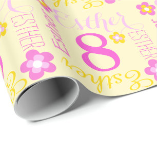Papel De Regalo Abrigo personalizado flor del cumpleaños de la