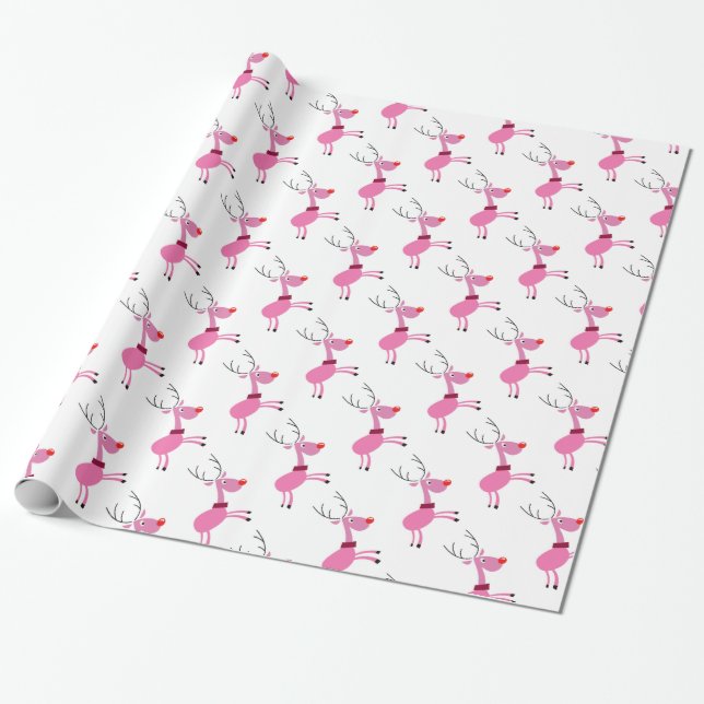 Papel De Regalo Abrigo rosado del reno (Desenrollado)