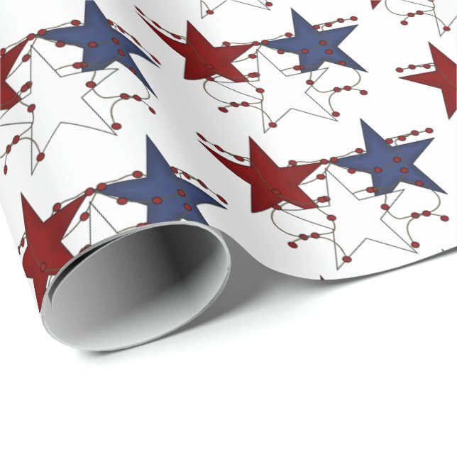 Papel De Regalo Abrigo tejado estrellas patrióticas del fiesta del (Esquina del rollo)