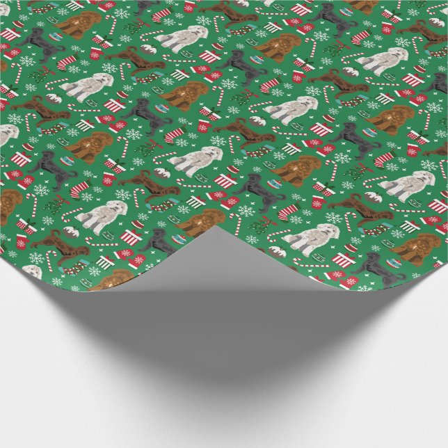 Papel De Regalo Abrigos mixtos navidades de perro Labradoodle (Esquina)