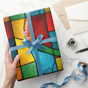 Papel De Regalo Abstracción del mosaico de vidrio manchado colorid