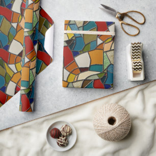 Papel De Regalo Abstracción del mosaico de vidrio manchado colorid