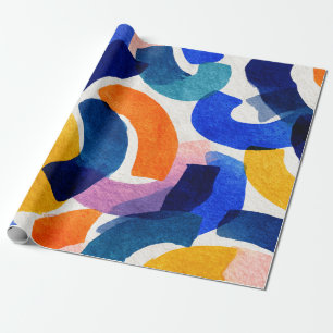Papel De Regalo Abstracción en Acuarela Vibrante Arte Moderno Ar