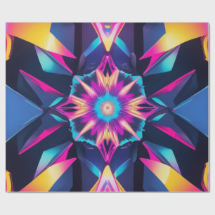 Papel De Regalo Abstracción geométrica de neón de envolvimiento