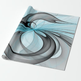 Papel De Regalo Abstract Anthracite Gray Blue Modern Fractal Art
