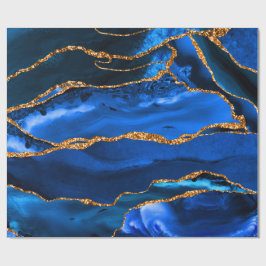 Papel De Regalo Abstract Blue Agate Watercolor