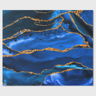 Papel De Regalo Abstract Blue Agate Watercolor