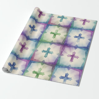 Papel De Regalo Abstract Cross pattern pretty watercolor faith