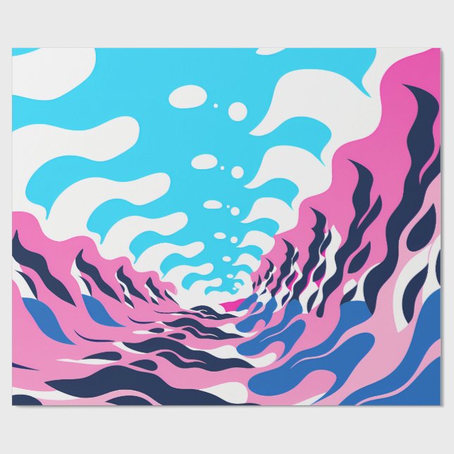 Papel De Regalo Abstract Dream Wave – Vibrant Surreal Flow (Superficie plana)