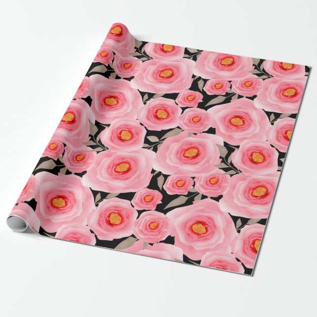 Papel De Regalo Abstract elegance seamless pattern with pink flowe (Desenrollado)