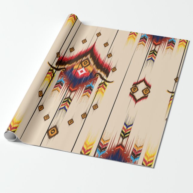 Papel De Regalo Abstract ethnic geometric pattern, Ikat geometric  (Desenrollado)