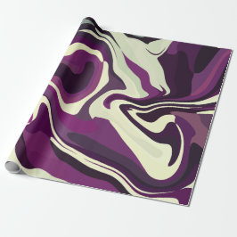 Papel De Regalo Abstract Fluid Art with Purple and Cream Tones