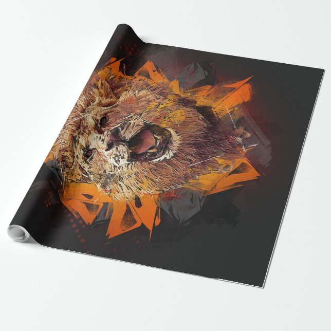 Papel De Regalo Abstract Gold Lion (Desenrollado)