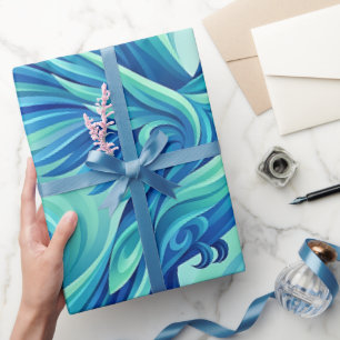 Papel de regalo Abstract Hummingbird Ocean Blue