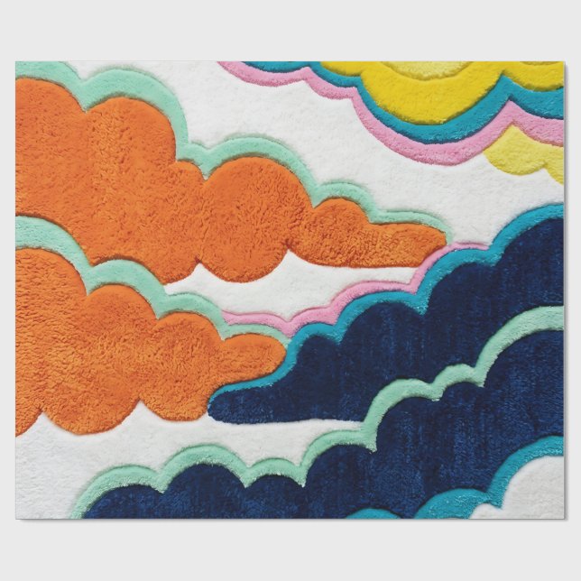 Papel de regalo Abstract Lemon Lagoon Mint Cloud (Superficie plana)