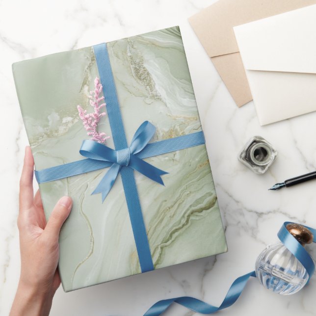 Papel De Regalo Abstract Marble Sage Green (Regalar)