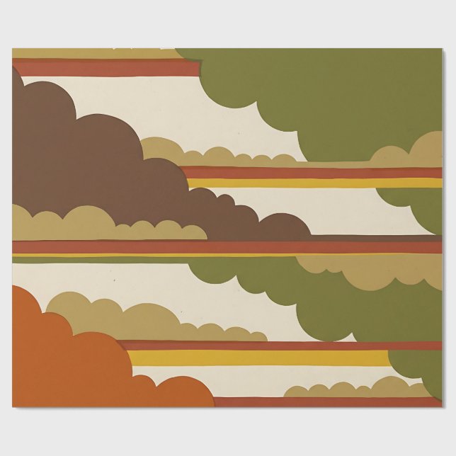 Papel de regalo Abstract MidMod Cloud Burnt Olive (Superficie plana)