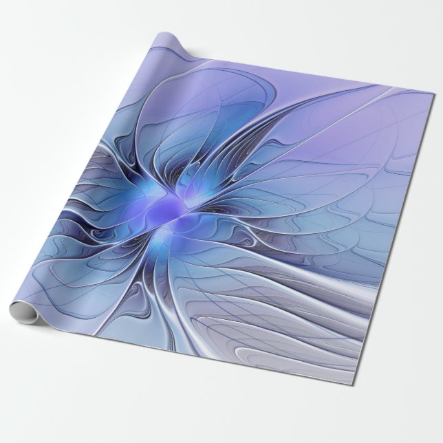 Papel De Regalo Abstract Modern Fractal Art Lavender Blue (Desenrollado)