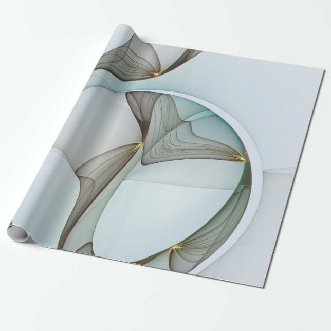 Papel De Regalo Abstract Modern Turquoise Brown Gold Elegance (Desenrollado)