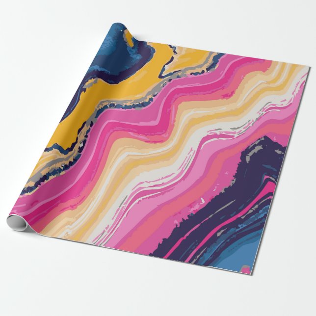 Papel De Regalo Abstract Paint Zig-Zag Pattern – Artistic Bold (Desenrollado)
