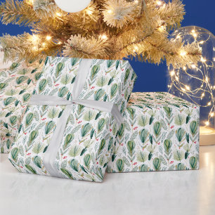 Papel De Regalo Abstract Scandinavian Christmas Foliage Sage Green
