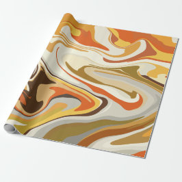 Papel De Regalo Abstract Swirling Orange and Beige Design