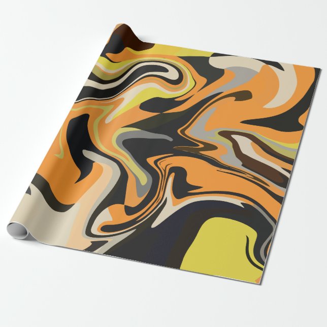 Papel De Regalo Abstract Swirling Pattern in Earthy Tones (Desenrollado)