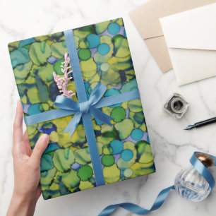 Papel de regalo abstracto acuarela verde azul turq