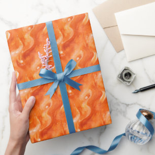 Papel De Regalo Abstracto de Acuarela Naranja