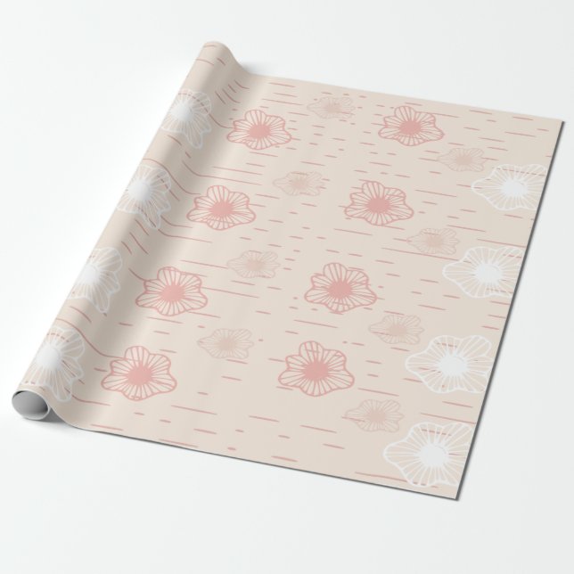 Papel de regalo abstracto de flor de melocotón (Desenrollado)