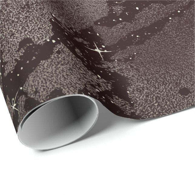 Papel De Regalo Abstracto de Glam Negro Caffe Noir Vidrio Metálico (Esquina del rollo)