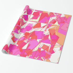 Papel De Regalo Abstracto de mediados de siglo, fucsia, naranja co