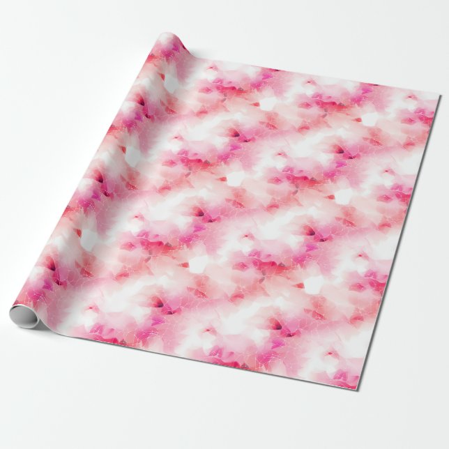 Papel De Regalo Abstracto de rosa y blanco con líneas (Desenrollado)