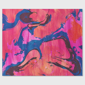 Papel de regalo abstracto Ebru rojo azul Valiant 1