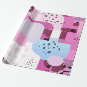 Papel De Regalo Abstracto Geométrico en Rosa y Azul