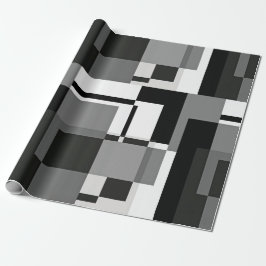Papel De Regalo Abstracto geométrico estilo Mondrian negro y blanc