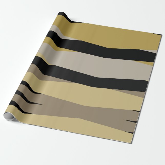 Papel De Regalo abstracto negro y dorado (Desenrollado)
