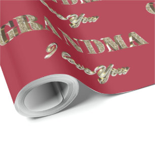 Papel De Regalo Abuela Te Amo Oro Rojo Esparce Tipografía